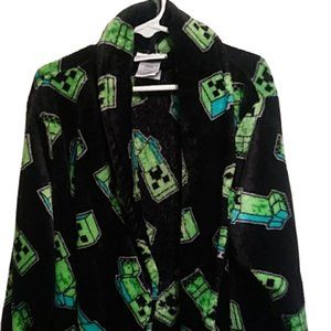 Minecraft Creeper Head Mob Robe Fleece Bathrobe With Belt Size Large